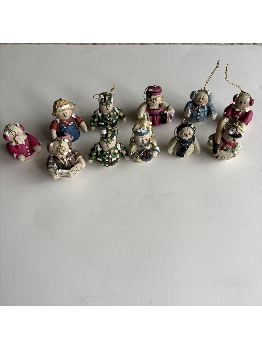 Lot Of 11 Vintage Unbranded 2 Inch Snowman Christmas Ornaments